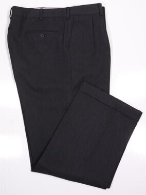 Paul Stuart Solid Gray Twill Pleated Wool Dress Pants Trousers 36x29